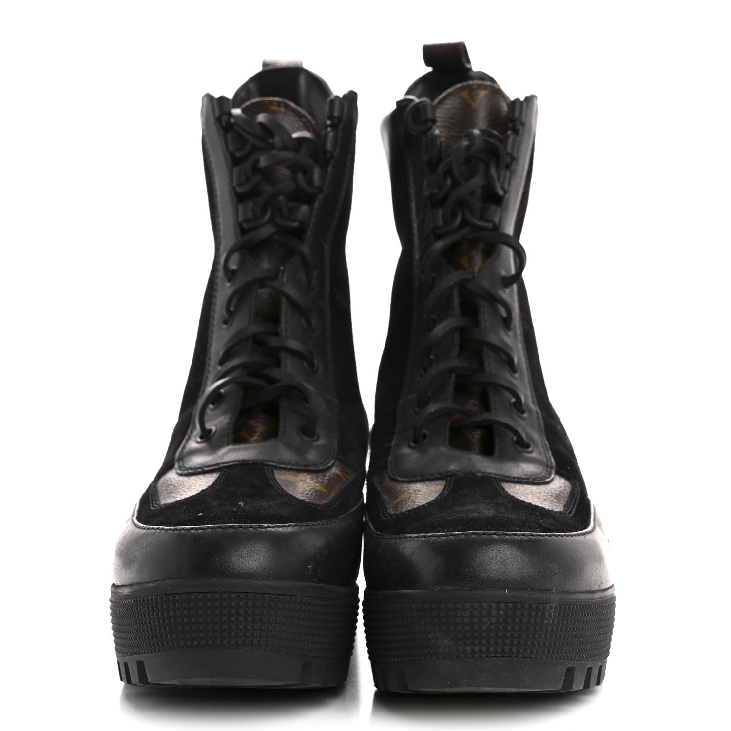 Louis Vuitton Suede Calfskin Monogram Laureate Platform Desert Boots 41 Black 3 of 10