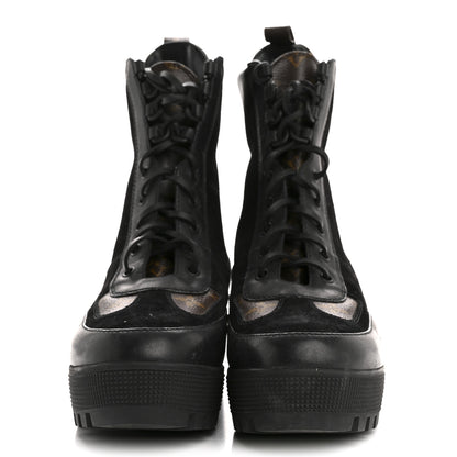 Louis Vuitton Suede Calfskin Monogram Laureate Platform Desert Boots 41 Black 3 of 10