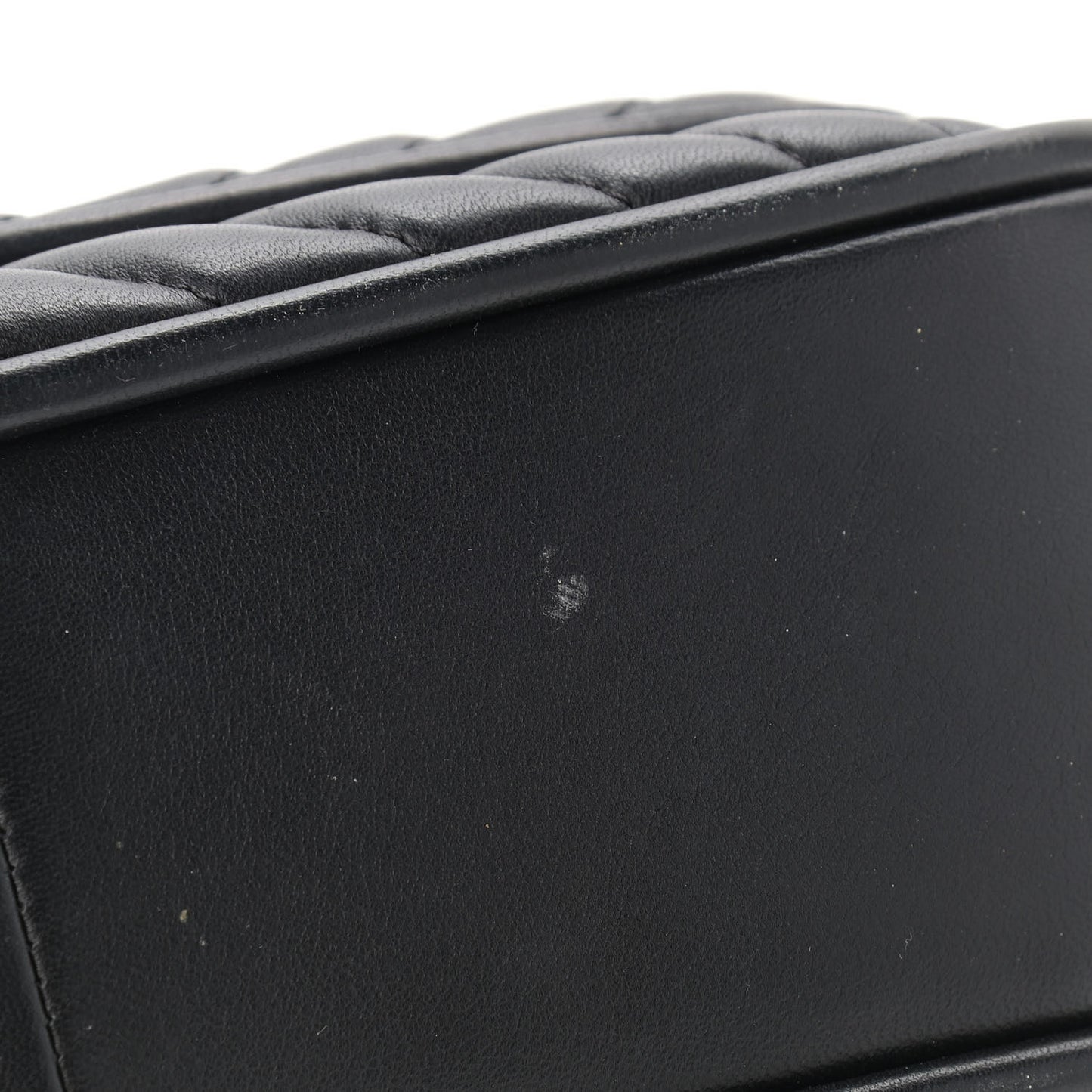 Lambskin Reverse Chevron Quilted Round Top Handle Flap Black