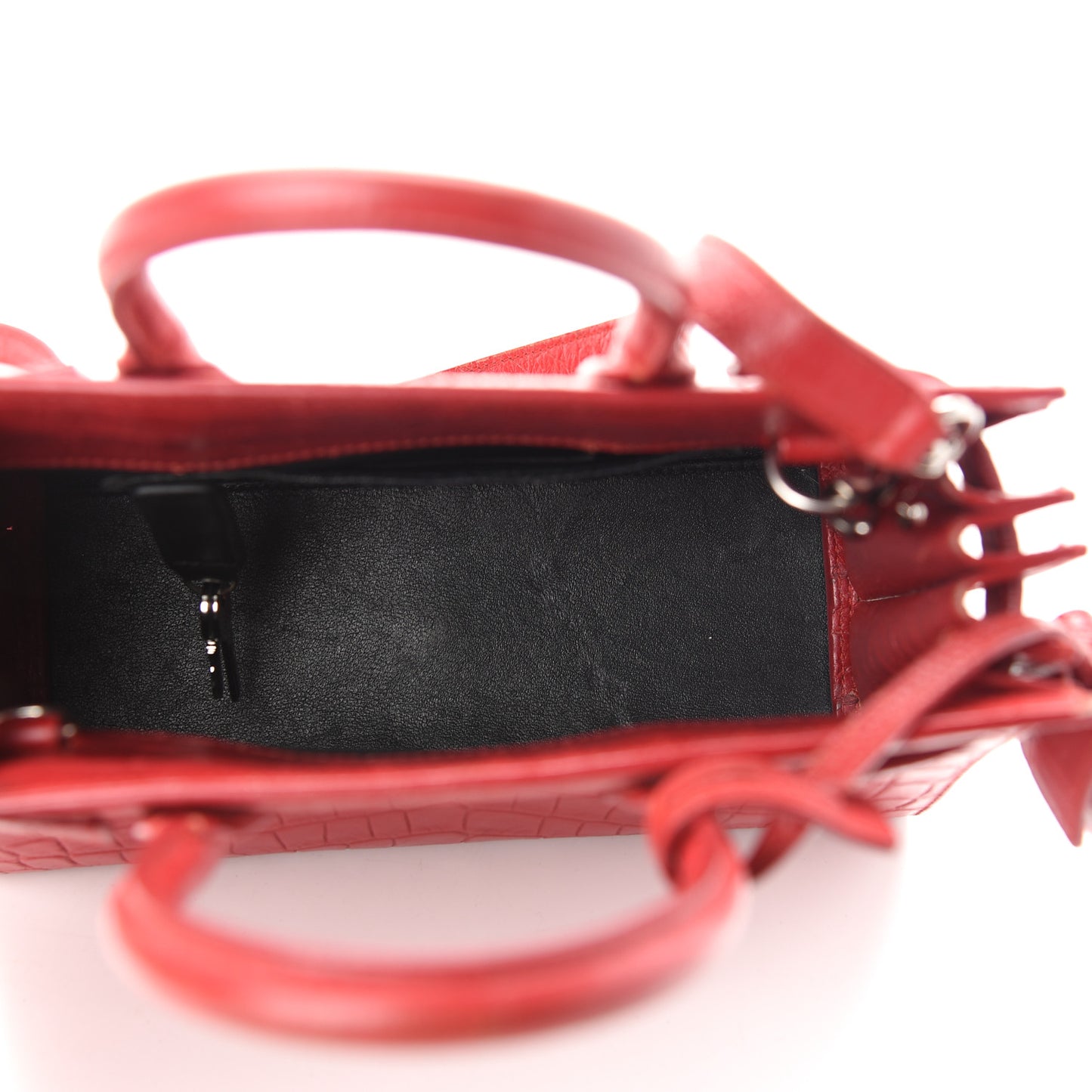 Calfskin Crocodile Embossed Nano Sac De Jour Red