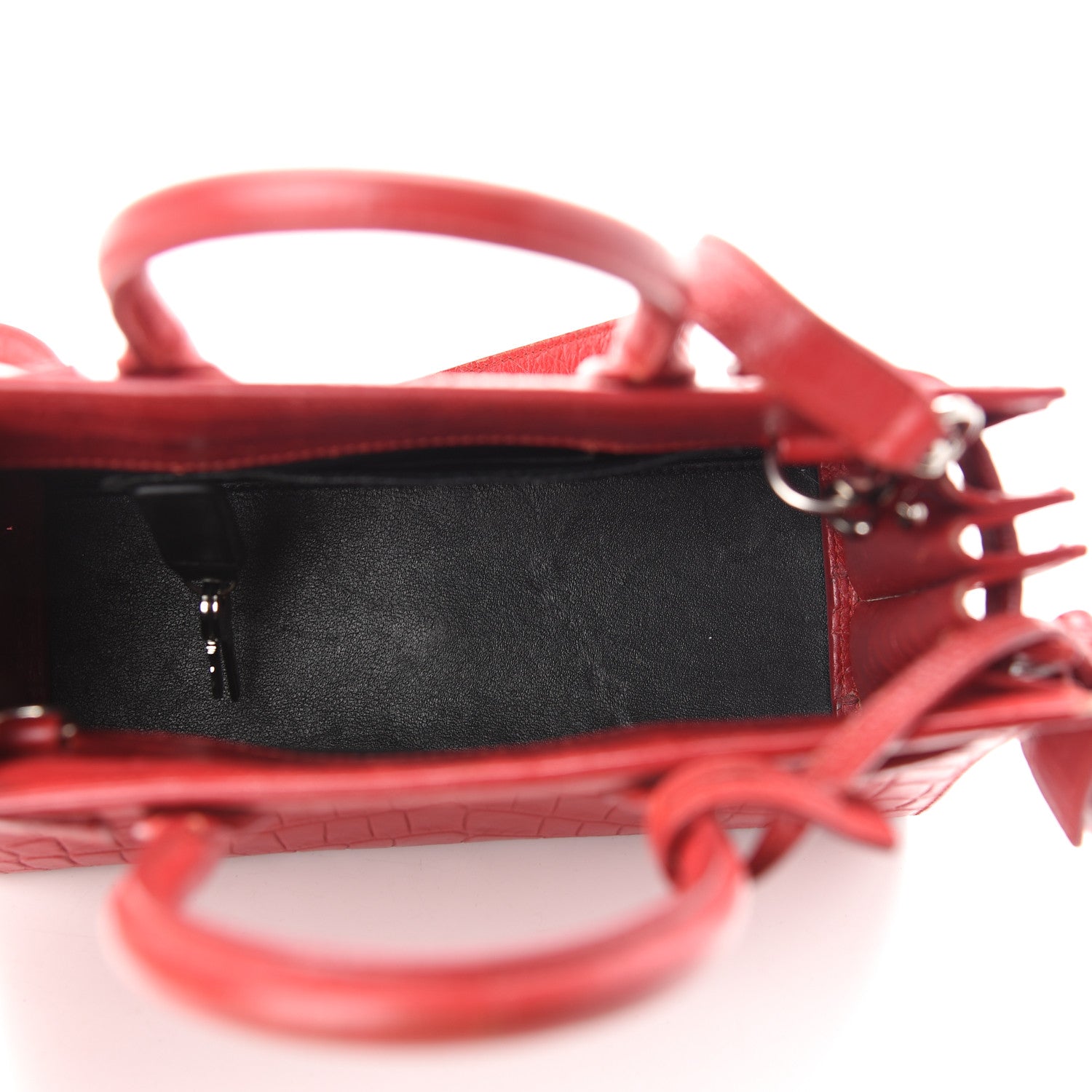 Saint Laurent Calfskin Crocodile Embossed Nano Sac De Jour Red 5 of 9