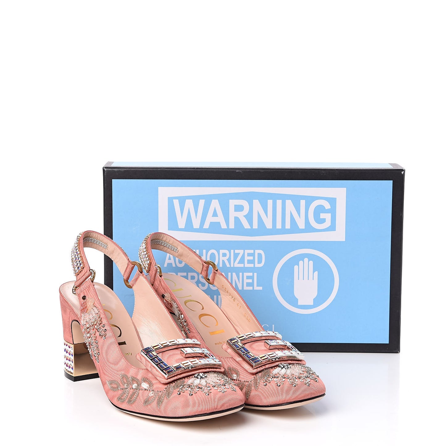 Moire Fabric Eyes Crystal Square G Madelyn Slingbacks 41 New Blush