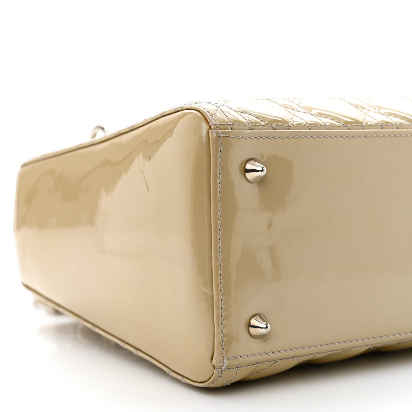 Patent Cannage Medium Lady Dior Beige
