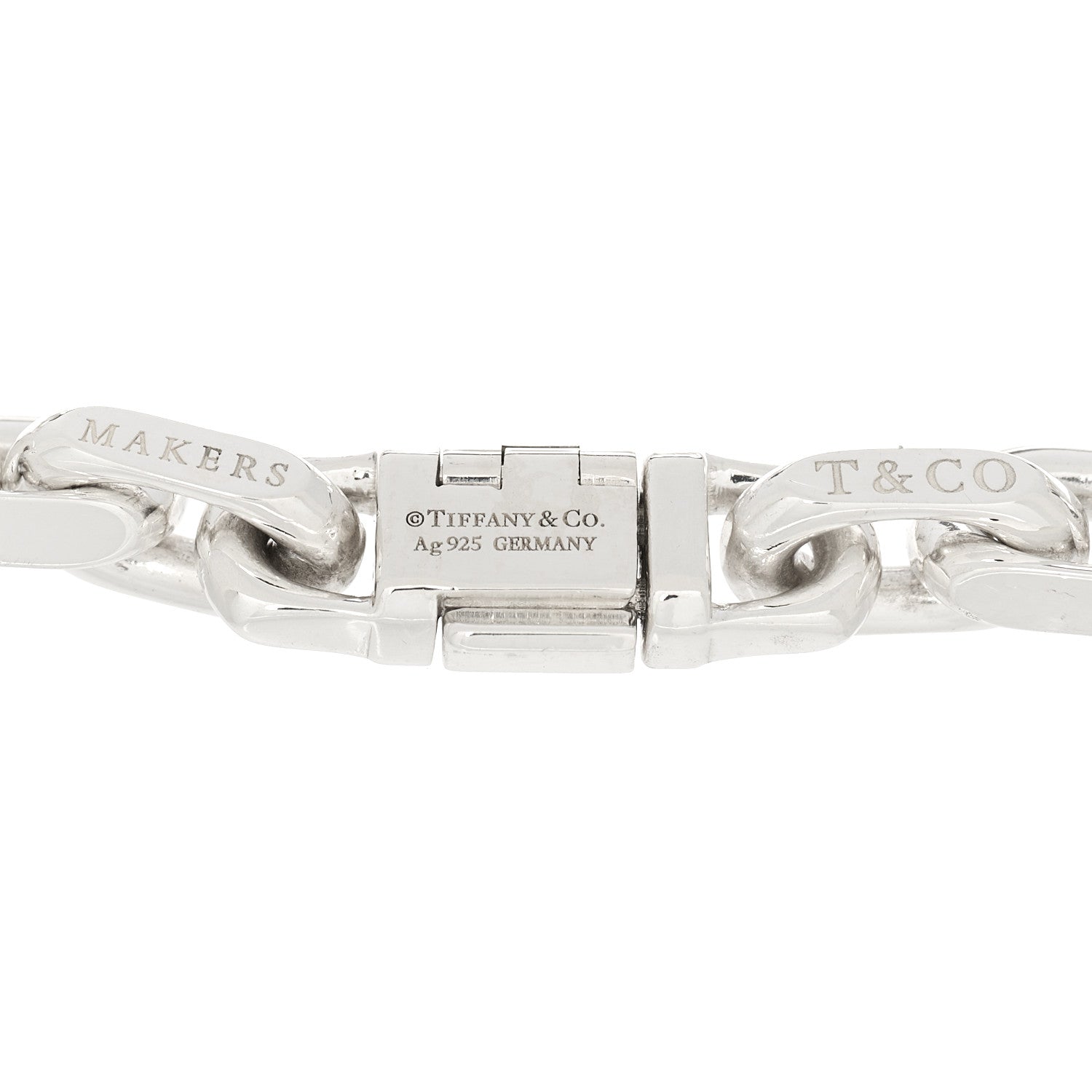 Tiffany Sterling Silver 18K Yellow Gold Narrow Makers Chain Link Bracelet 3 of 4