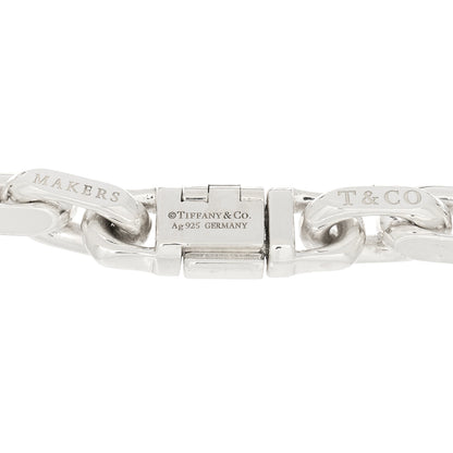 Tiffany Sterling Silver 18K Yellow Gold Narrow Makers Chain Link Bracelet 3 of 4