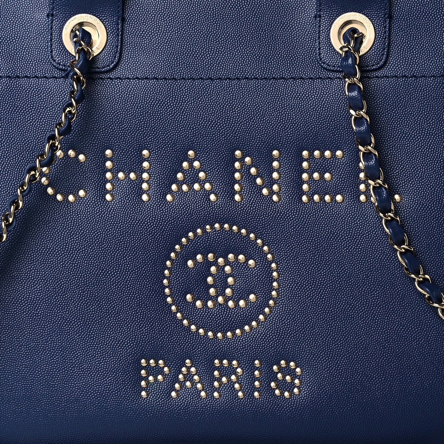 Caviar Small Studded Deauville Tote Navy