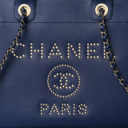 Chanel Caviar Small Studded Deauville Tote Navy 7 of 9