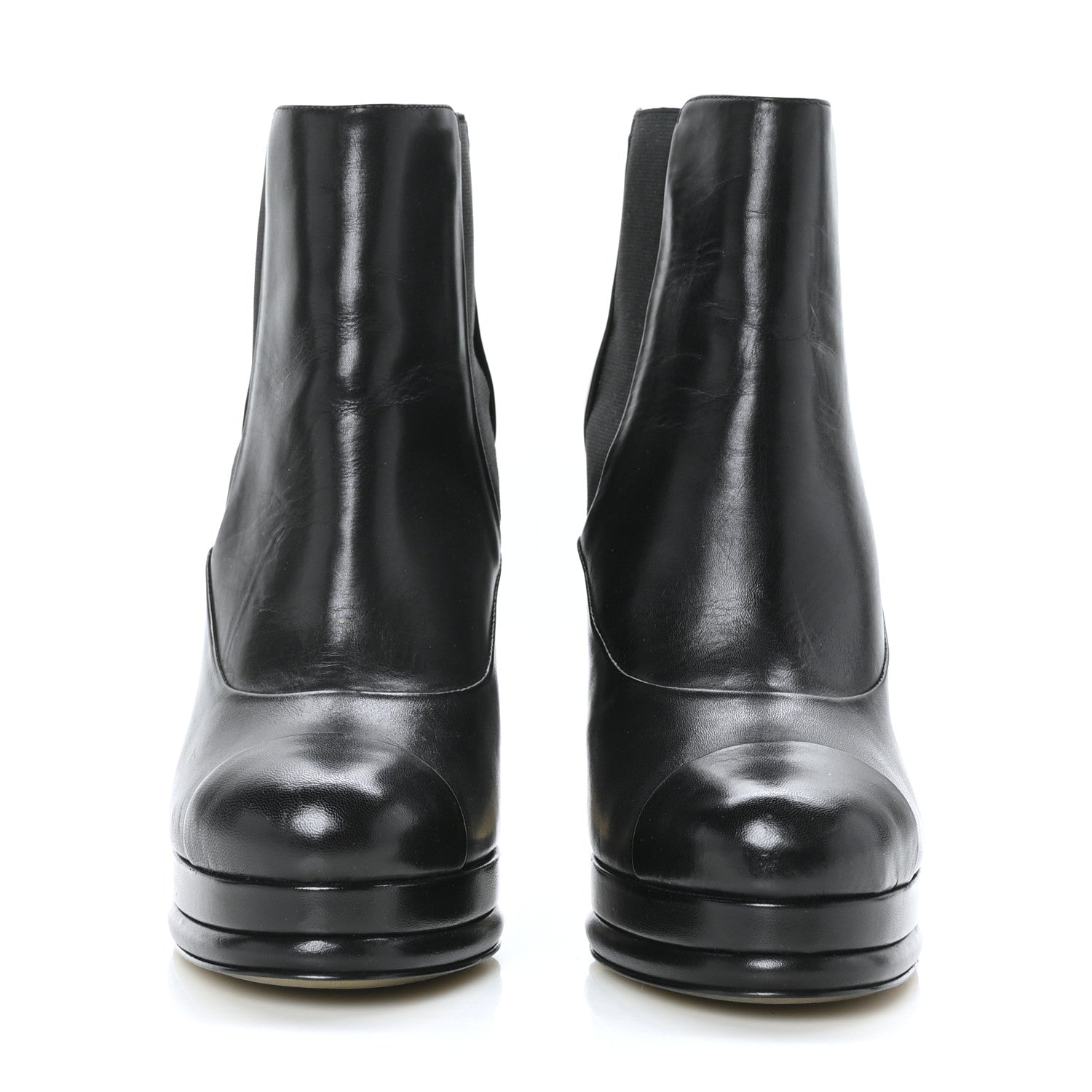 Chanel Calfskin Elastic Cap Toe Ankle Boots Booties Heels 37 Black 2 of 7
