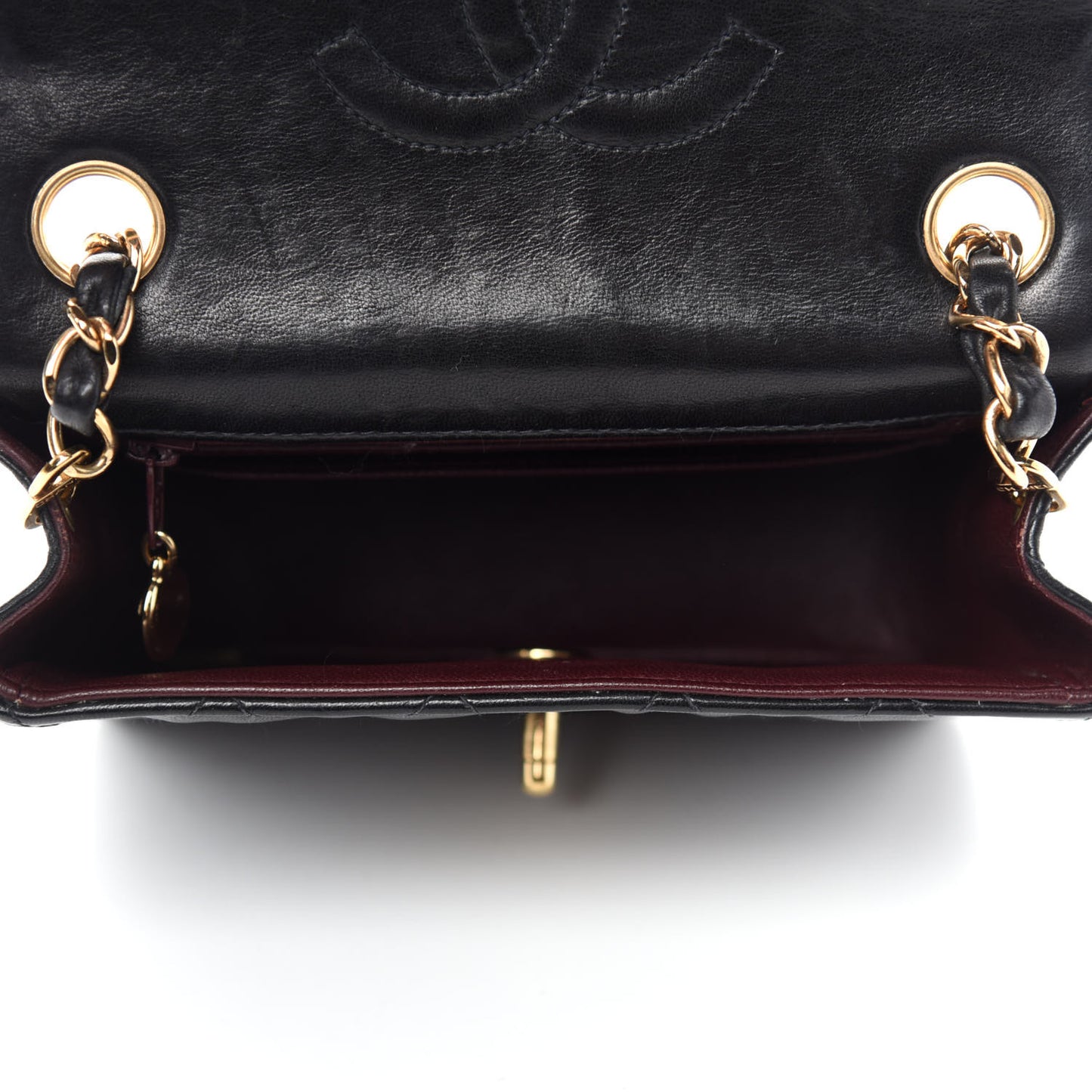 Lambskin Quilted Mini Square Flap Black