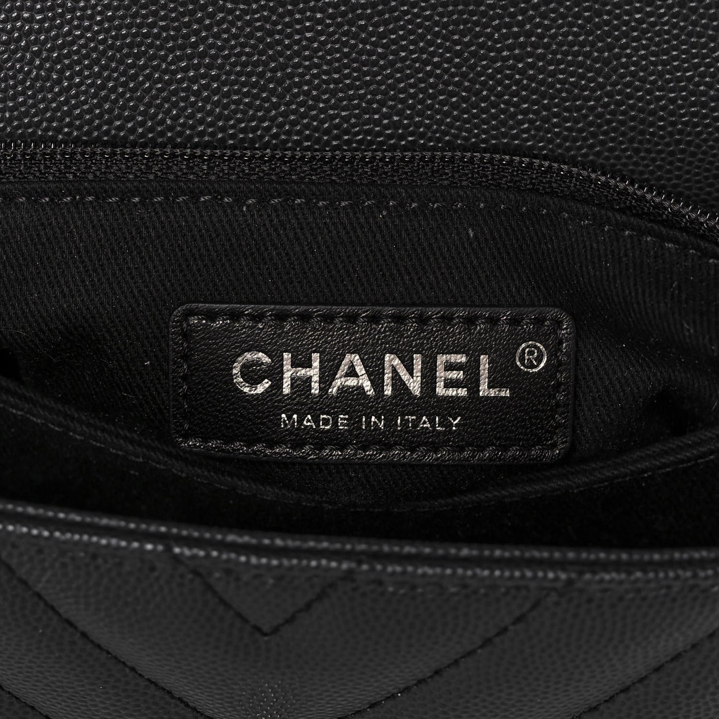 Caviar Chevron Quilted Mini Coco Handle Flap Dark Grey