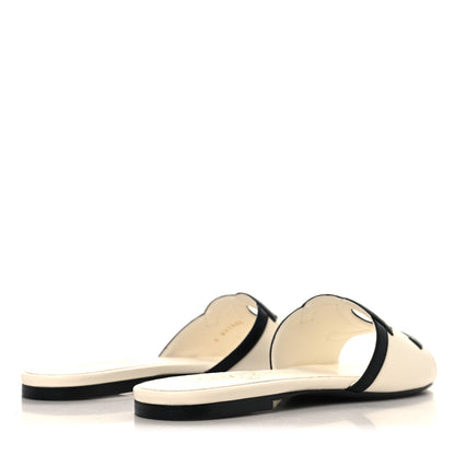 Chanel Lambskin CC Cutout Mules 38 Ivory Black 5 of 10