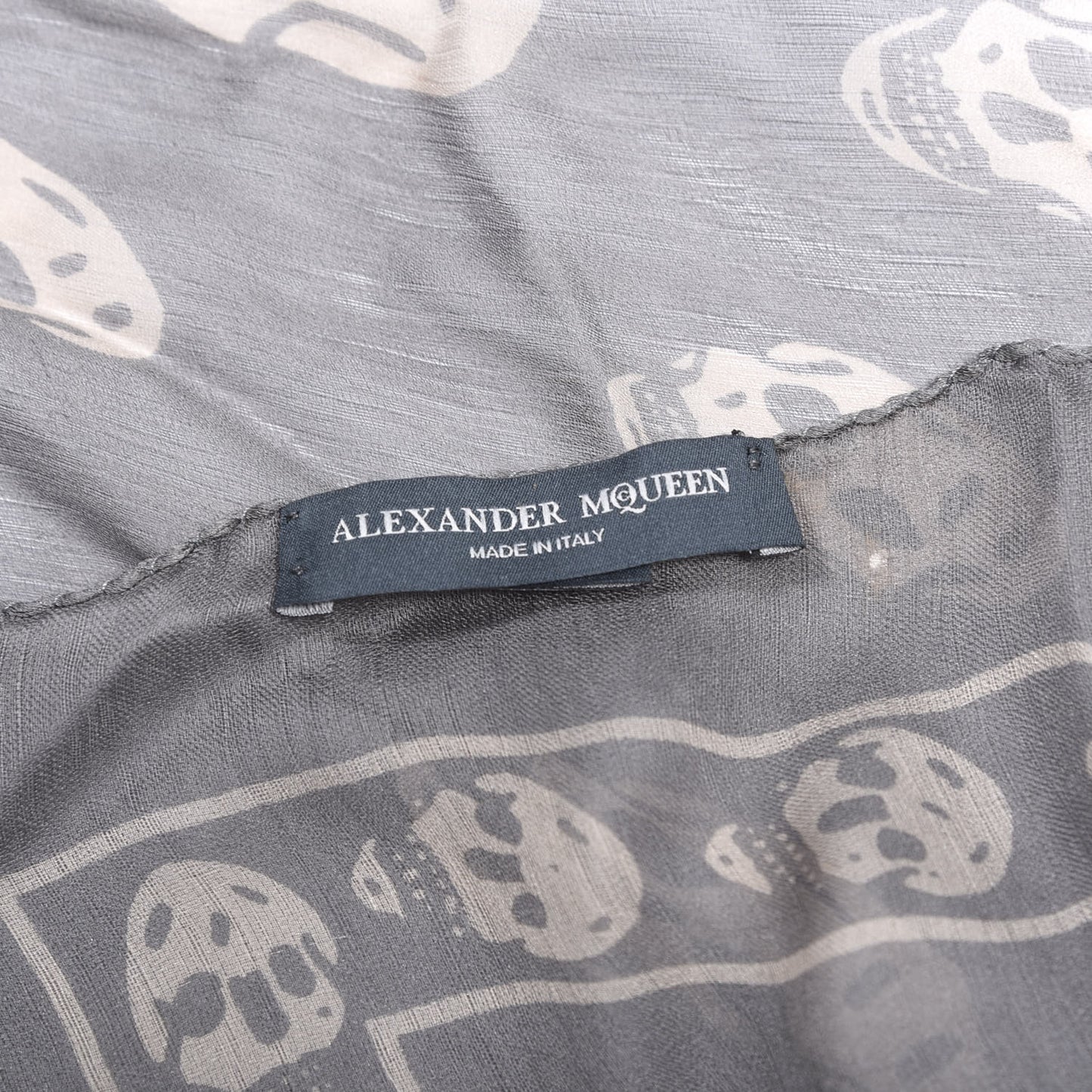 Silk Chiffon Skull Scarf Grey Beige