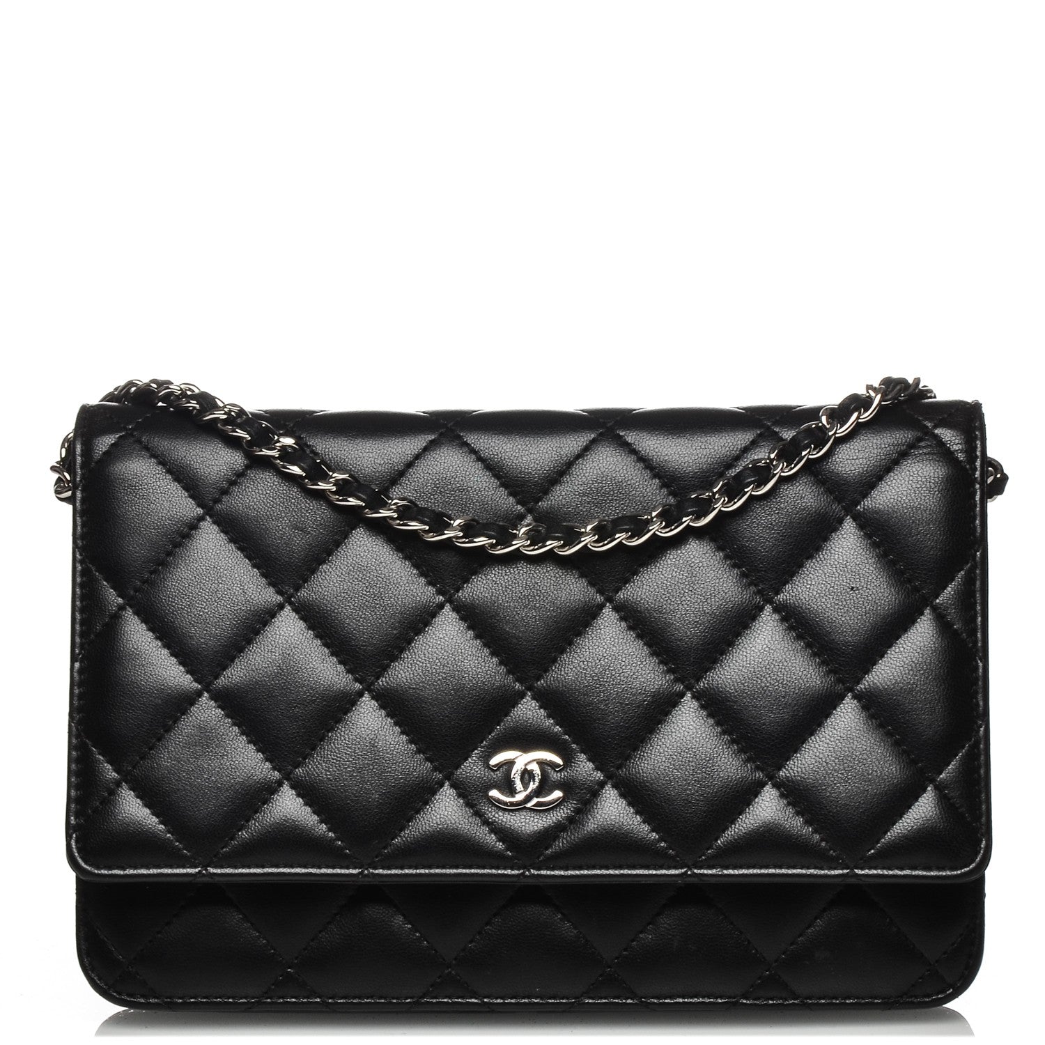 Chanel Lambskin Quilted Wallet On Chain WOC Black 1 of 8