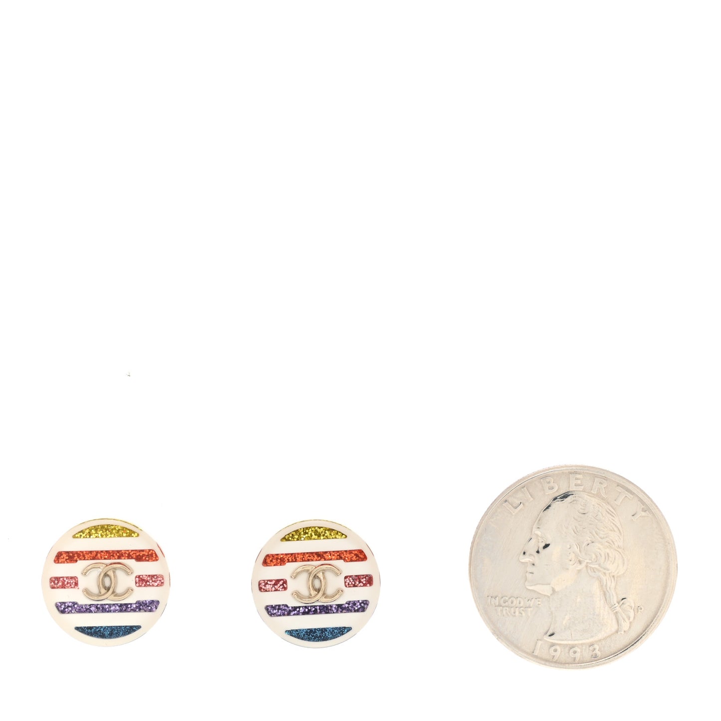 Resin Crystal CC Earrings White Multicolor