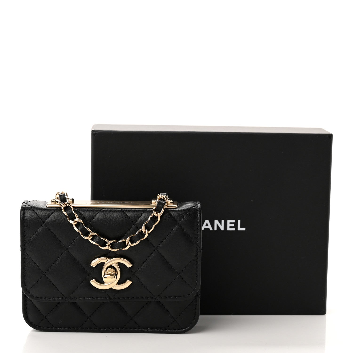 Chanel Lambskin Quilted Trendy CC Card Holder On Chain Black 11 of 11