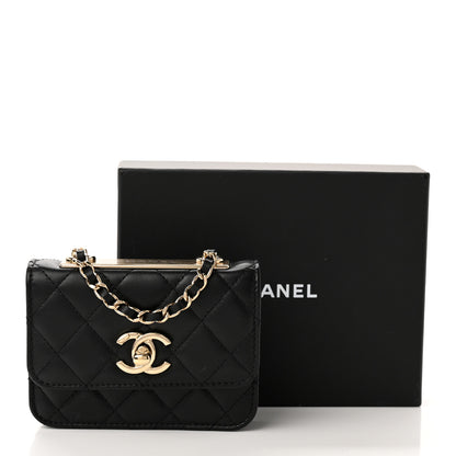 Chanel Lambskin Quilted Trendy CC Card Holder On Chain Black 11 of 11