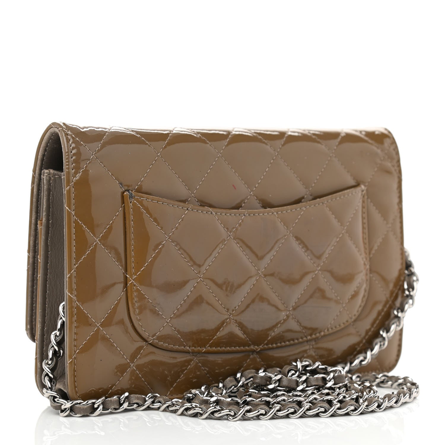 Chanel Patent Quilted Wallet On Chain WOC Brown 3 of 15