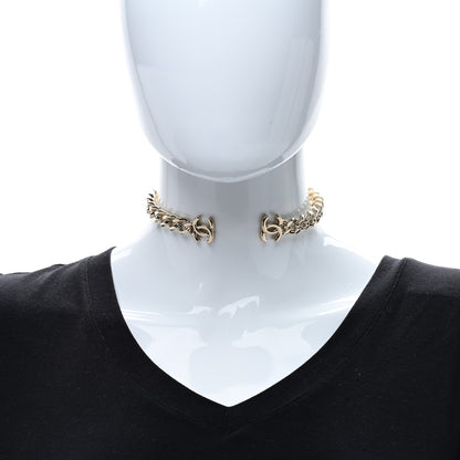Chanel Metal CC Chain Link Choker Necklace M Gold 3 of 4