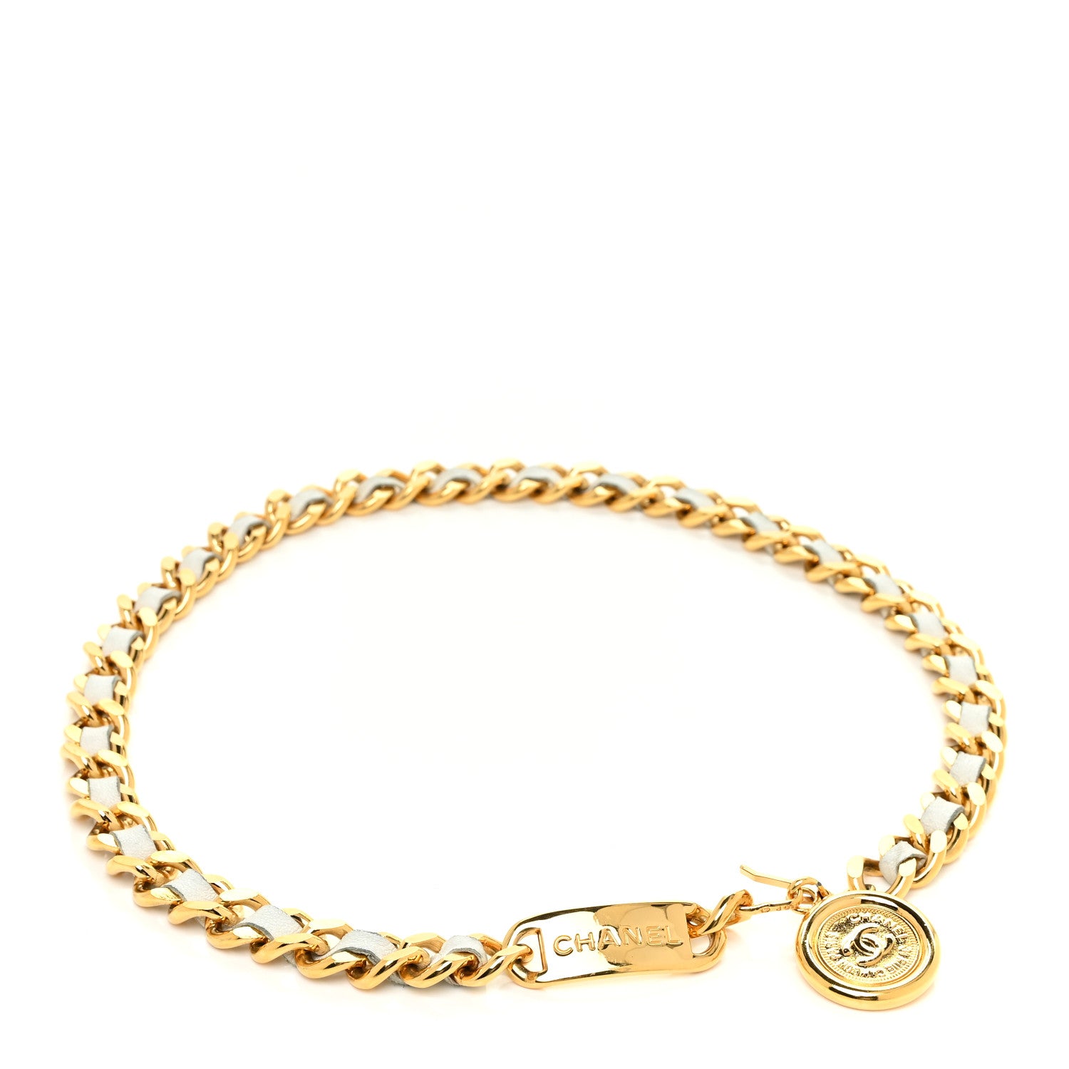 Chanel Lambskin CC Medallion Chain Belt White Gold 1 of 5