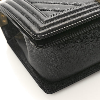 Chanel Caviar Chevron Quilted Medium Boy Flap Black 8 of 9