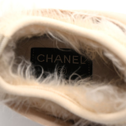 Chanel Stretched Fabric Satin CC Womens Sneakers 37.5 Light Beige 8 of 8