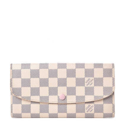 Louis Vuitton Damier Azur Emilie Wallet Rose Ballerine 1 of 8