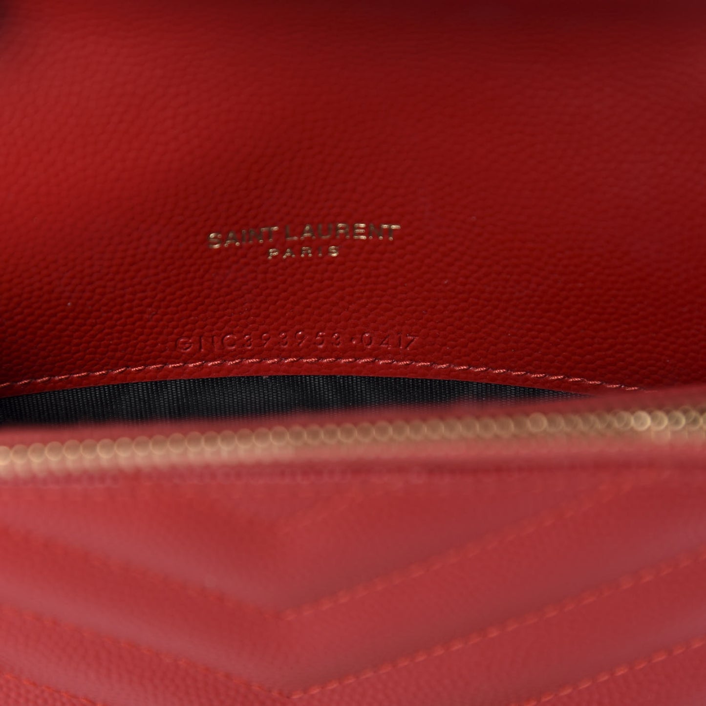 Grain De Poudre Matelasse Chevron Monogram Envelope Chain Wallet New Red