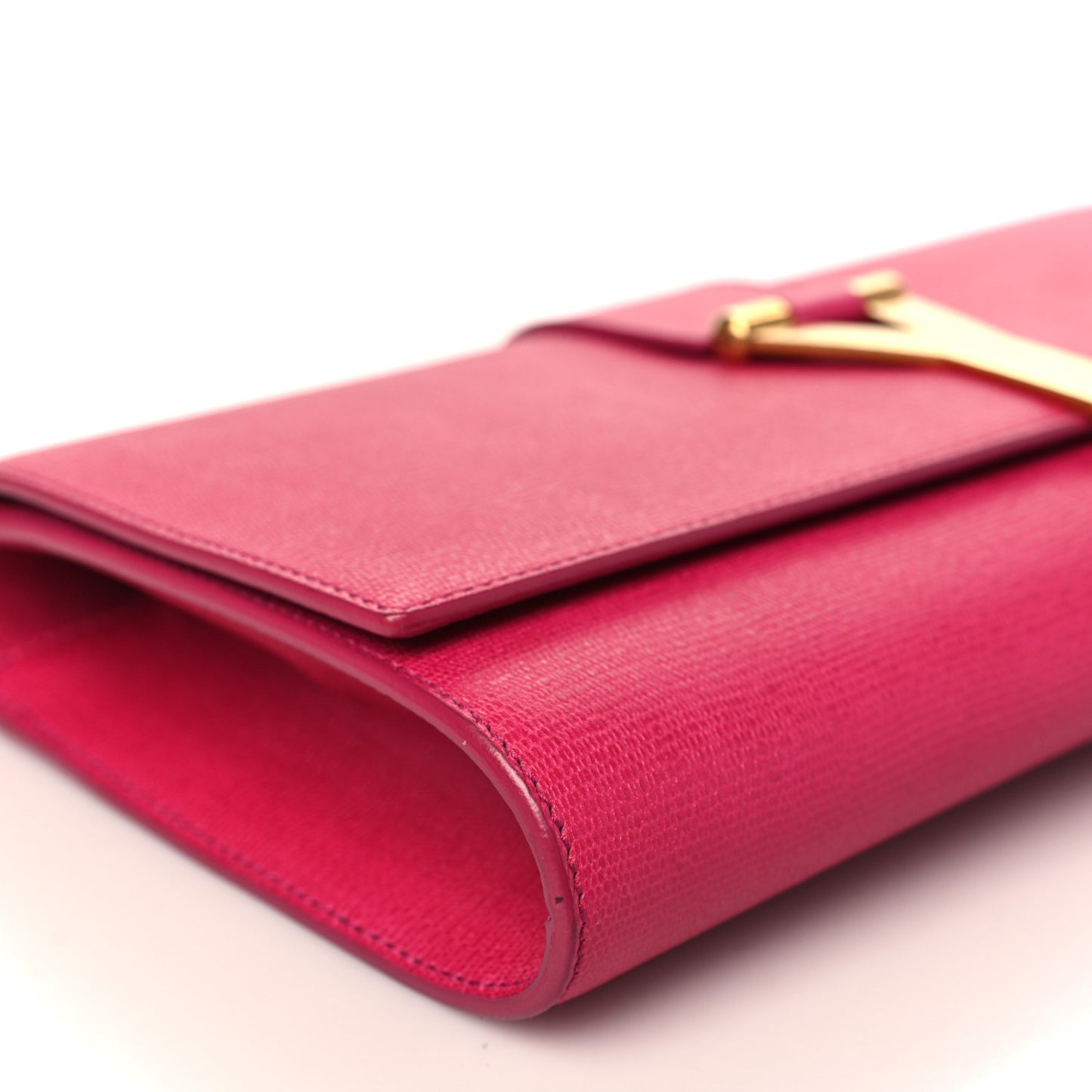 Textured Calfskin Classic Y Ligne Clutch Fuchsia