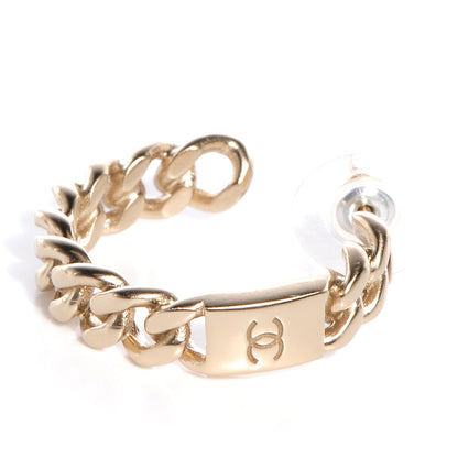 Chanel CC Chain Hoop Earrings Gold 3 of 5