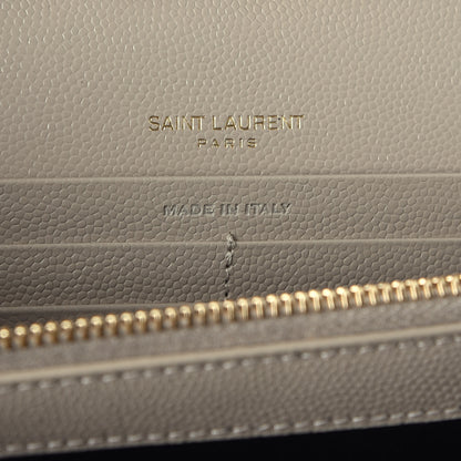 Saint Laurent Grain De Poudre Matelasse Chevron Monogram Chain Wallet Sea Salt 6 of 8