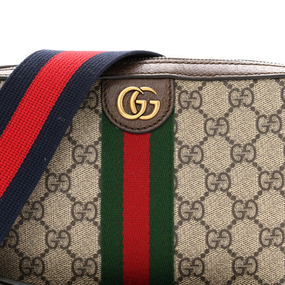 Gucci GG Supreme Monogram Textured Dollar Calfskin Web Ophidia Wristlet Shoulder Bag Beige Ebony New Acero 8 of 10