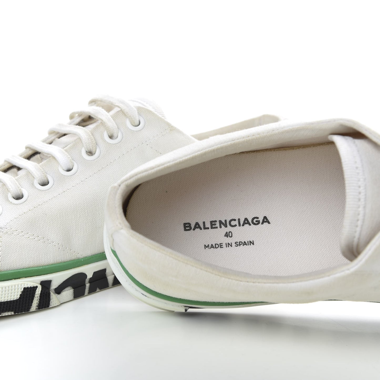 Cotton Canvas Distressed Match Trainers Sneakers 40 White