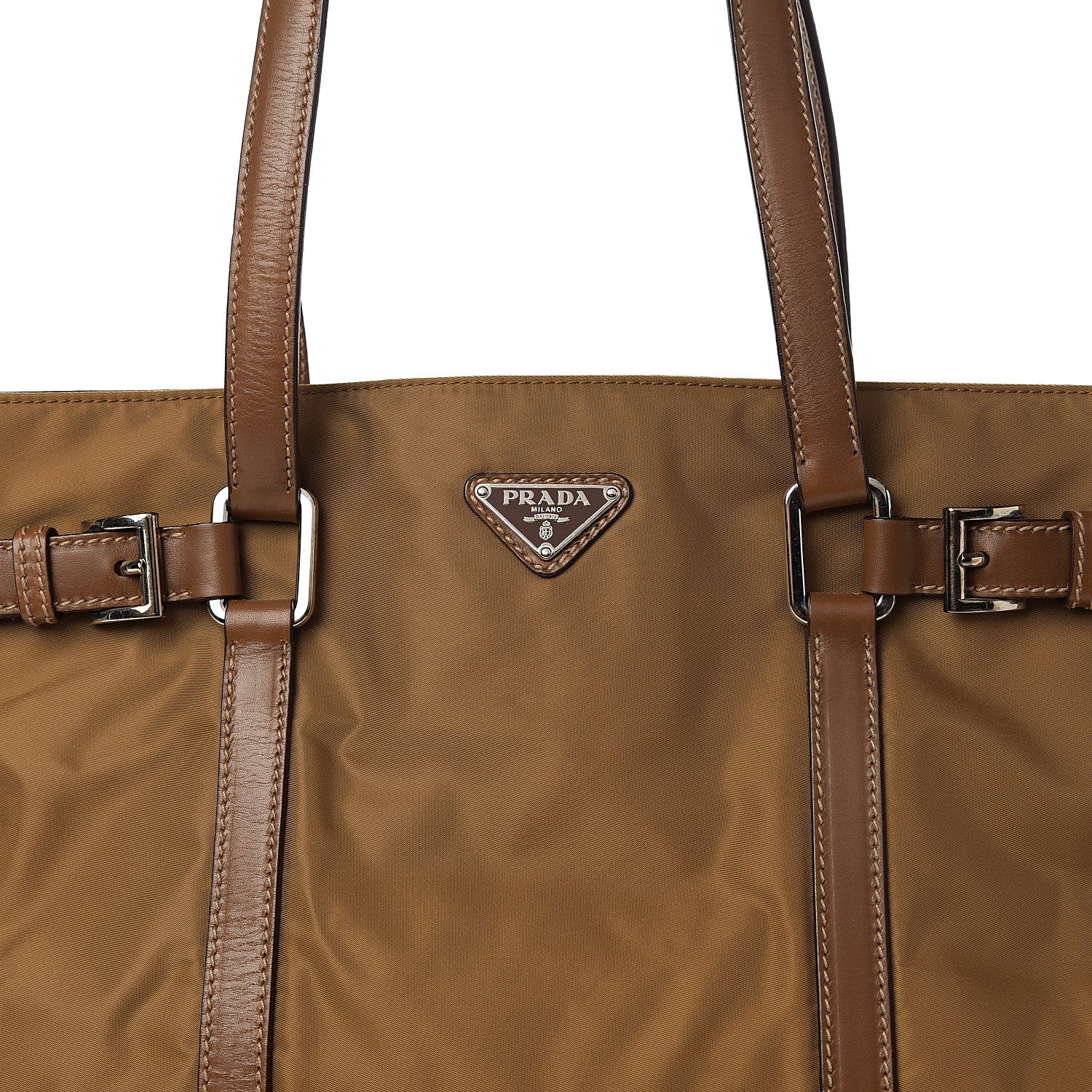 Prada Tessuto Nylon Saffiano Tote Cammello 9 of 9