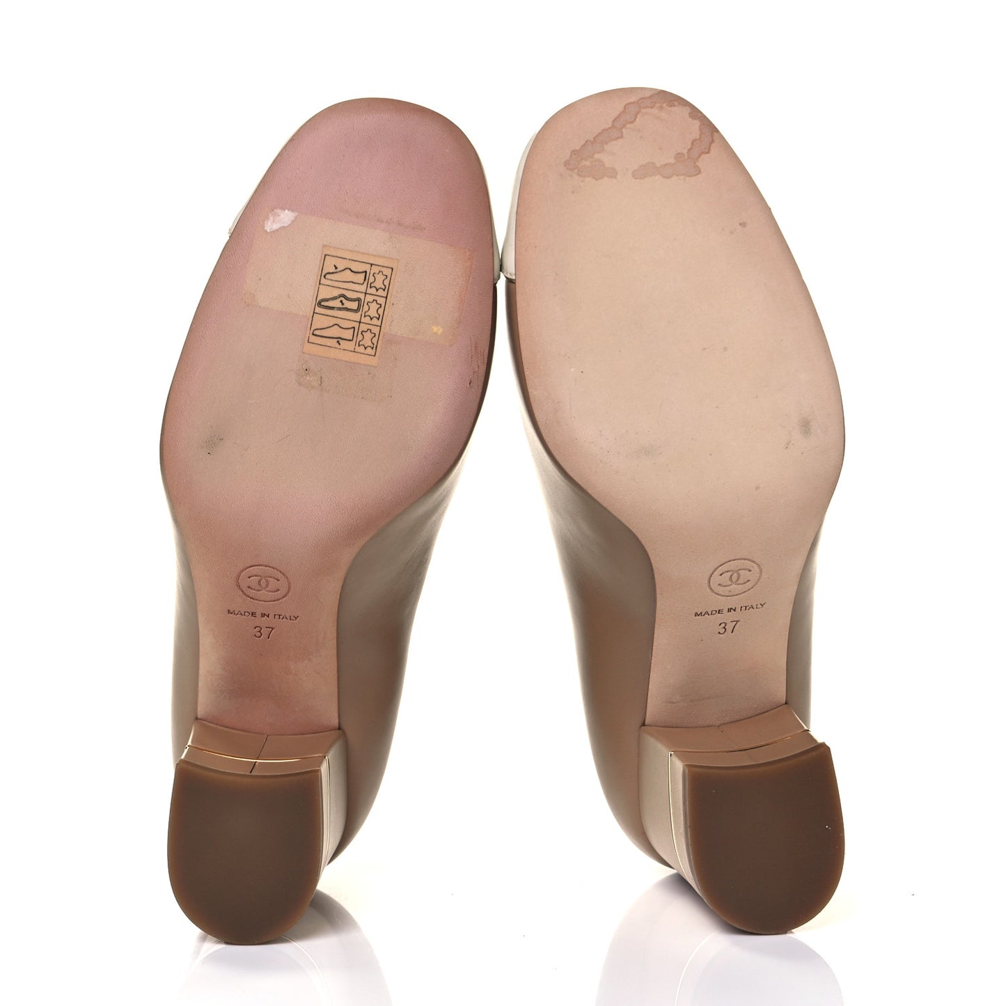Lambskin Patent Cap Toe Pumps 37 Beige