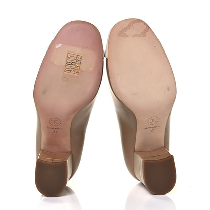 Chanel Lambskin Patent Cap Toe Pumps 37 Beige 5 of 8