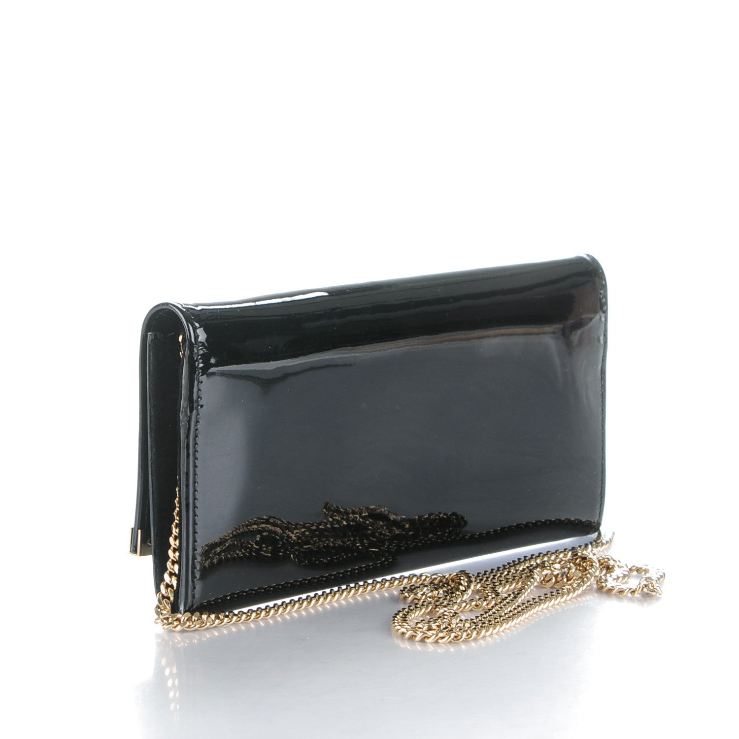 Jimmy Choo Patent Milla Wallet on Chain Black 3 of 7