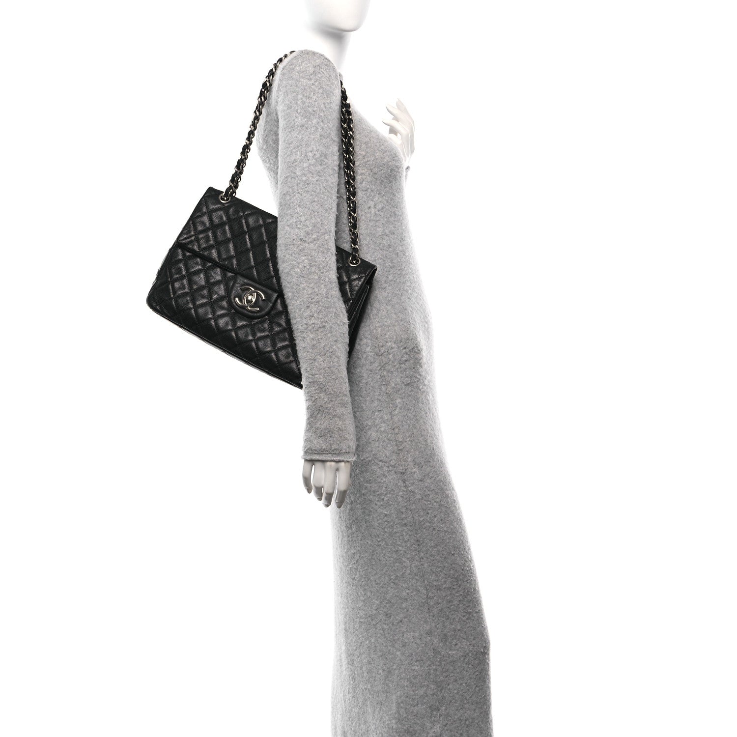 Chanel Washed Caviar Quilted Maxi Single Flap Black 2 of 10
