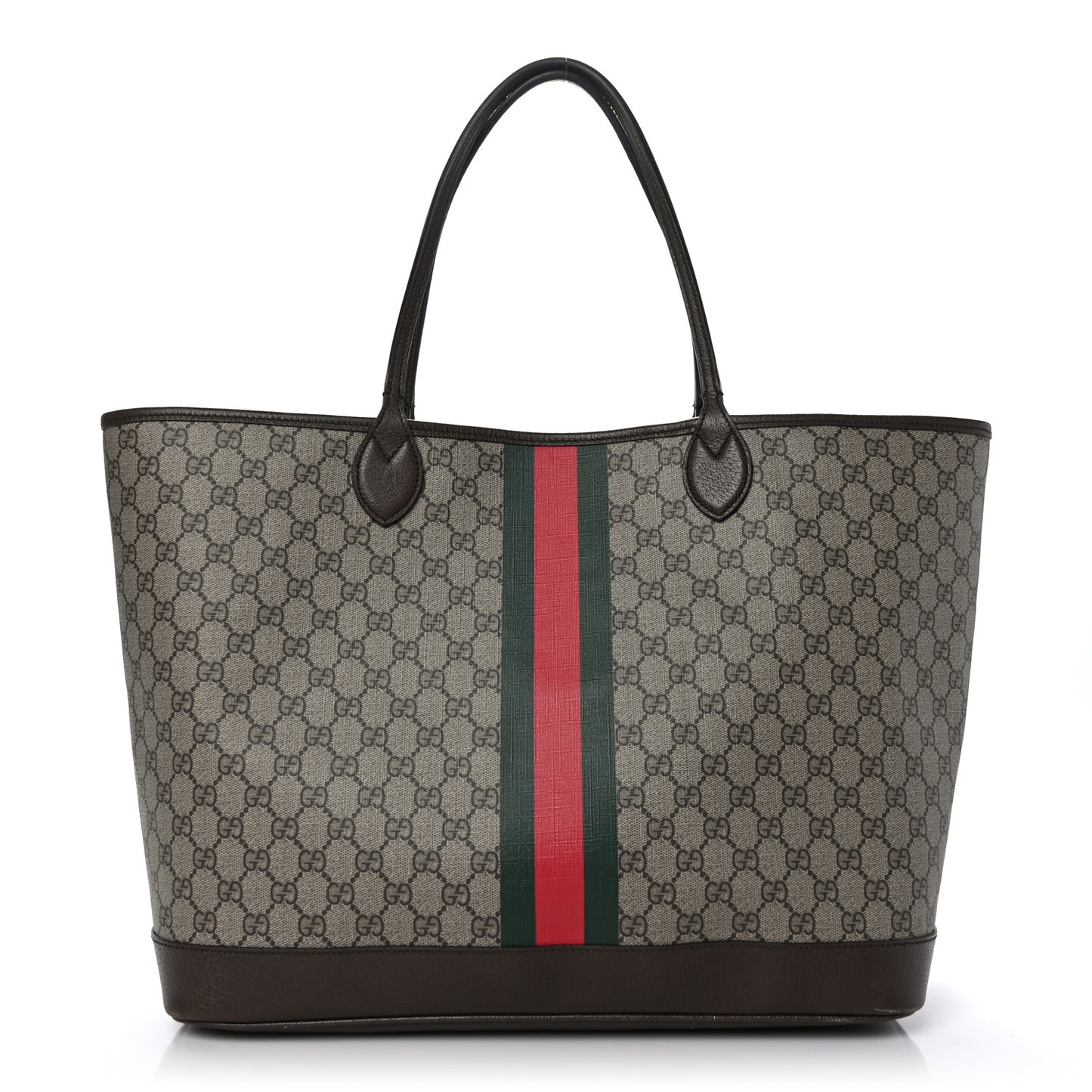 GG Supreme Monogram Textured Dollar Calfskin Web Large Ophidia Tote Beige Ebony New Acero