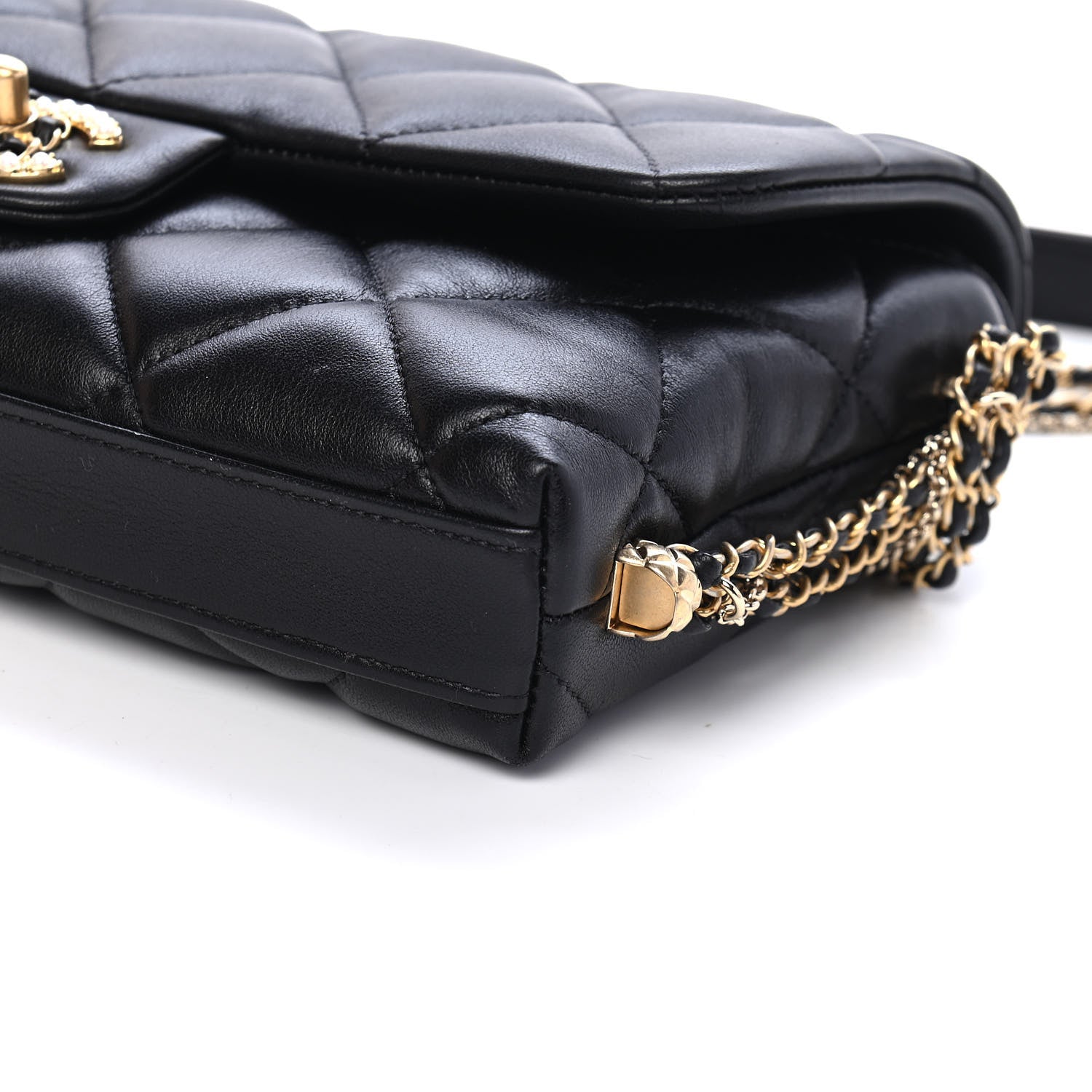 Chanel Lambskin Quilted Crush On Chains Flap Bag Black 9 of 9