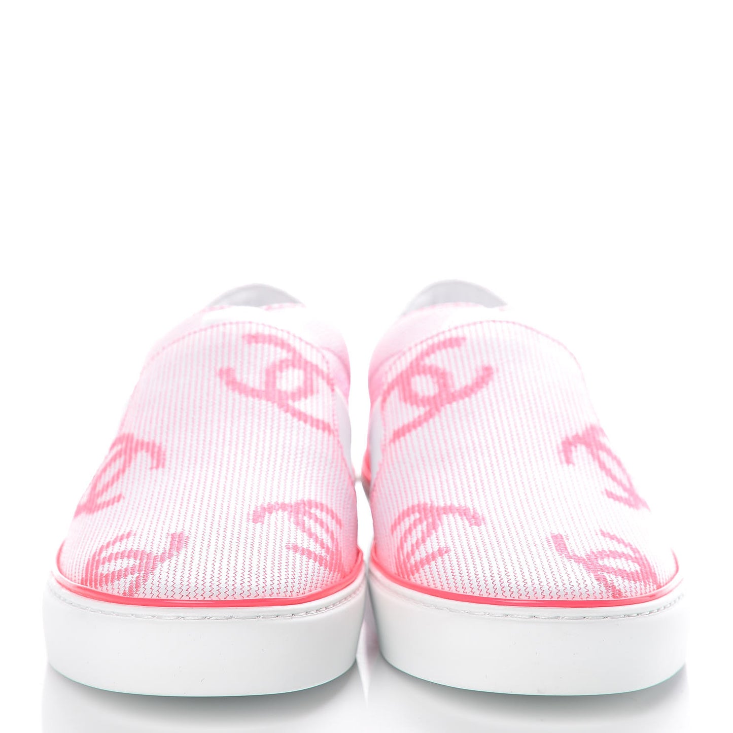 Embroidered Calfskin Womens CC Sneakers 41 White Fluo Pink