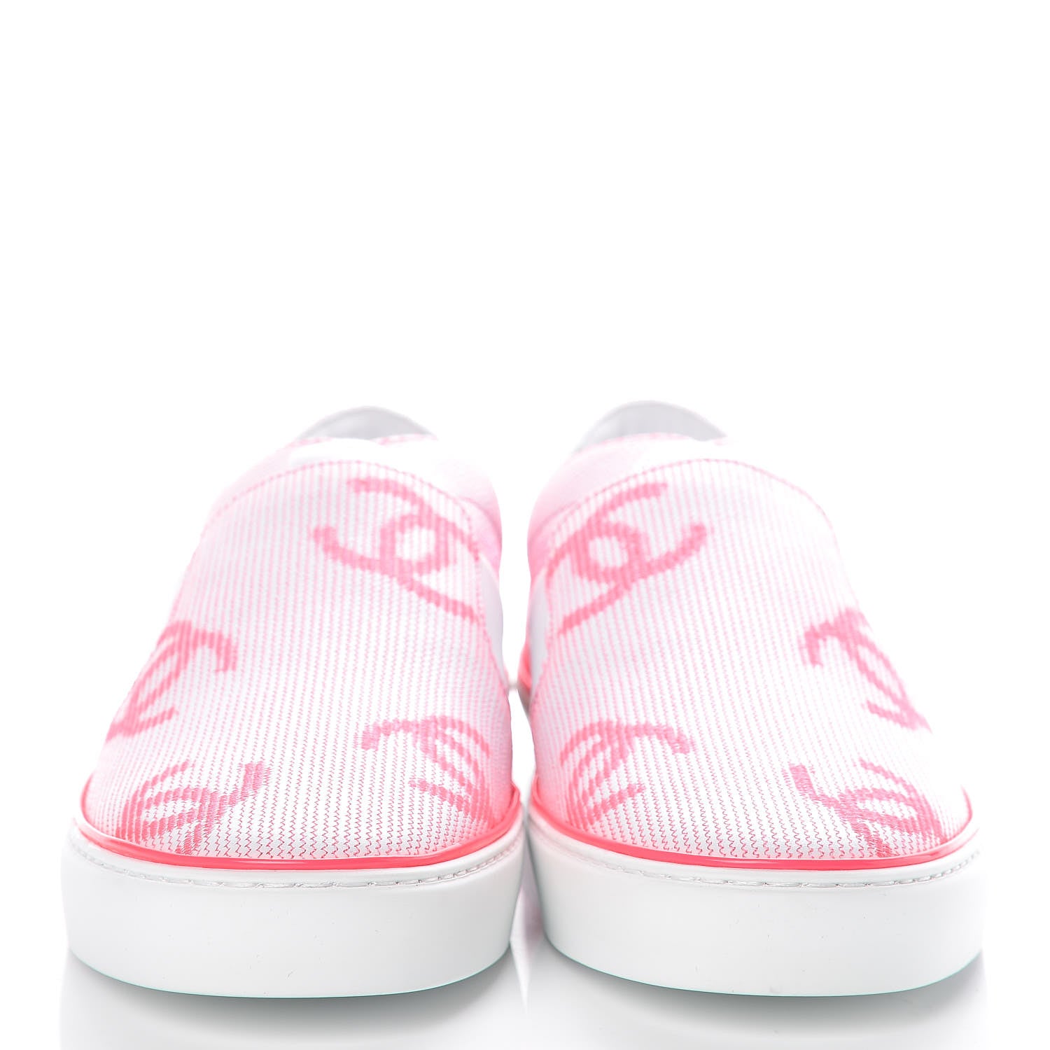 Chanel Embroidered Calfskin Womens CC Sneakers 41 White Fluo Pink 2 of 10