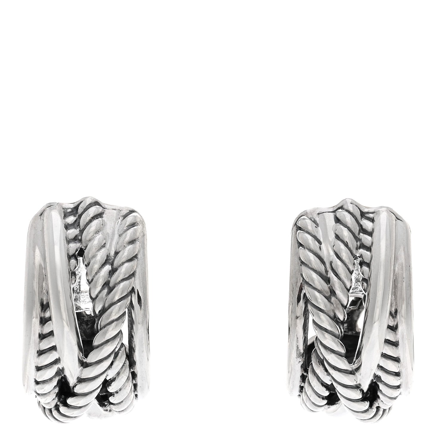 David Yurman Sterling Silver 23mm Crossover Shrimp Earrings 1 of 4