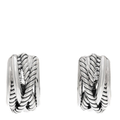 David Yurman Sterling Silver 23mm Crossover Shrimp Earrings 1 of 4