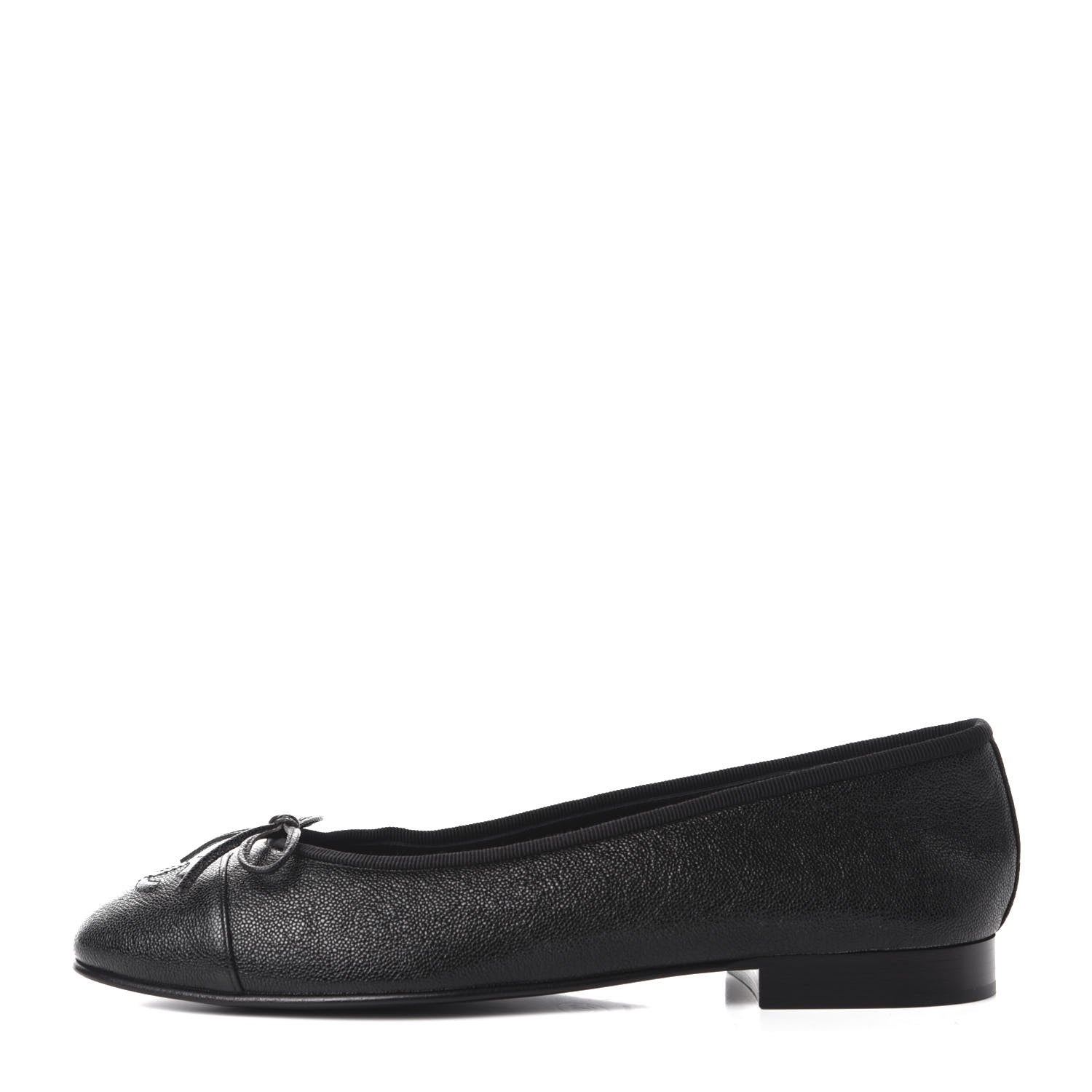 Chanel Caviar CC Cap Toe Ballerina Flats 38.5 Black 1 of 10
