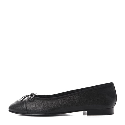 Chanel Caviar CC Cap Toe Ballerina Flats 38.5 Black 1 of 10