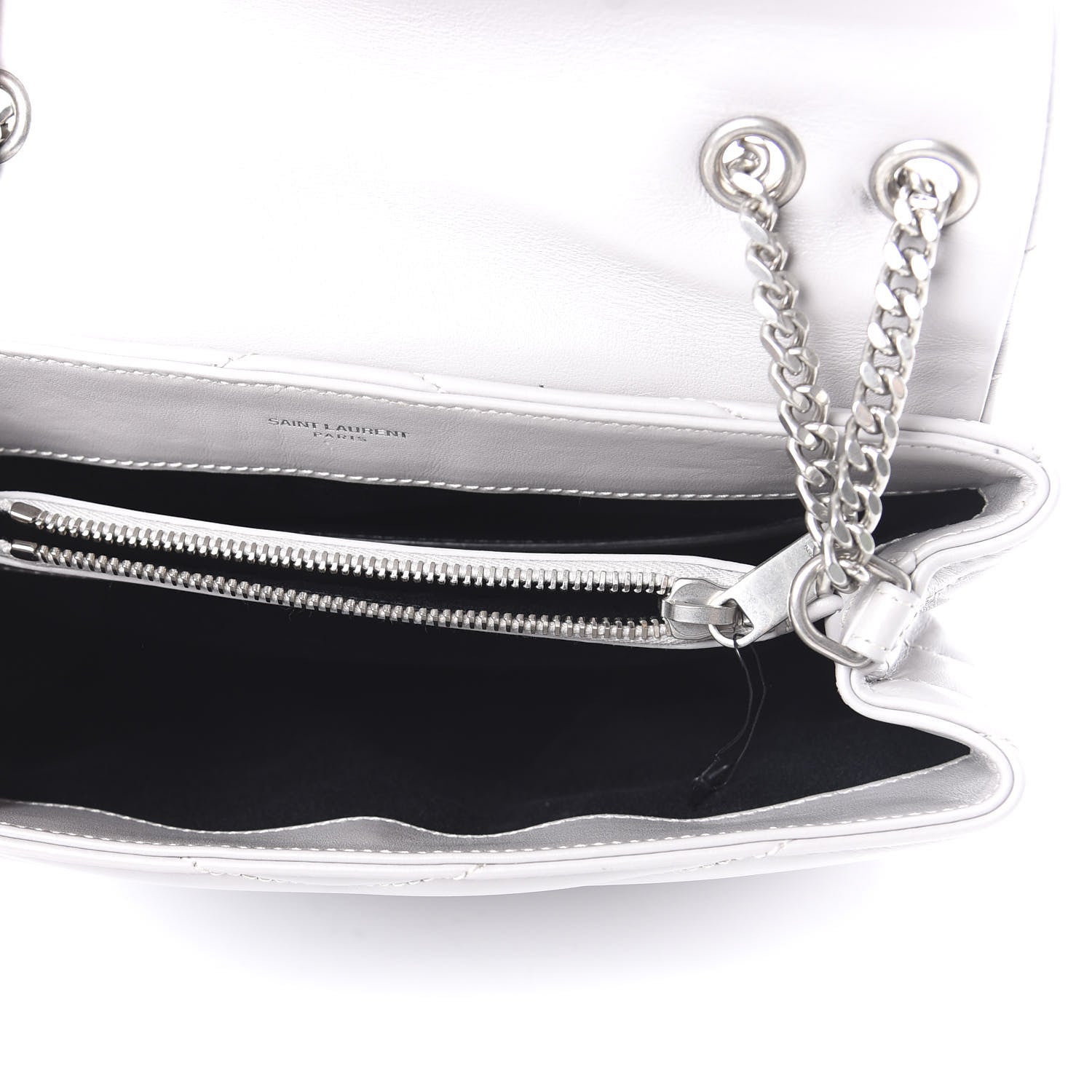 Saint Laurent Calfskin Y Quilted Monogram Small Loulou Chain Satchel Granite 5 of 9