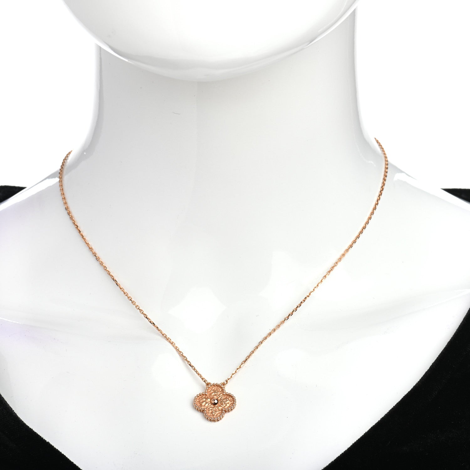 Van Cleef & Arpels 18K Rose Gold Vintage Alhambra Pendant Necklace 2 of 6