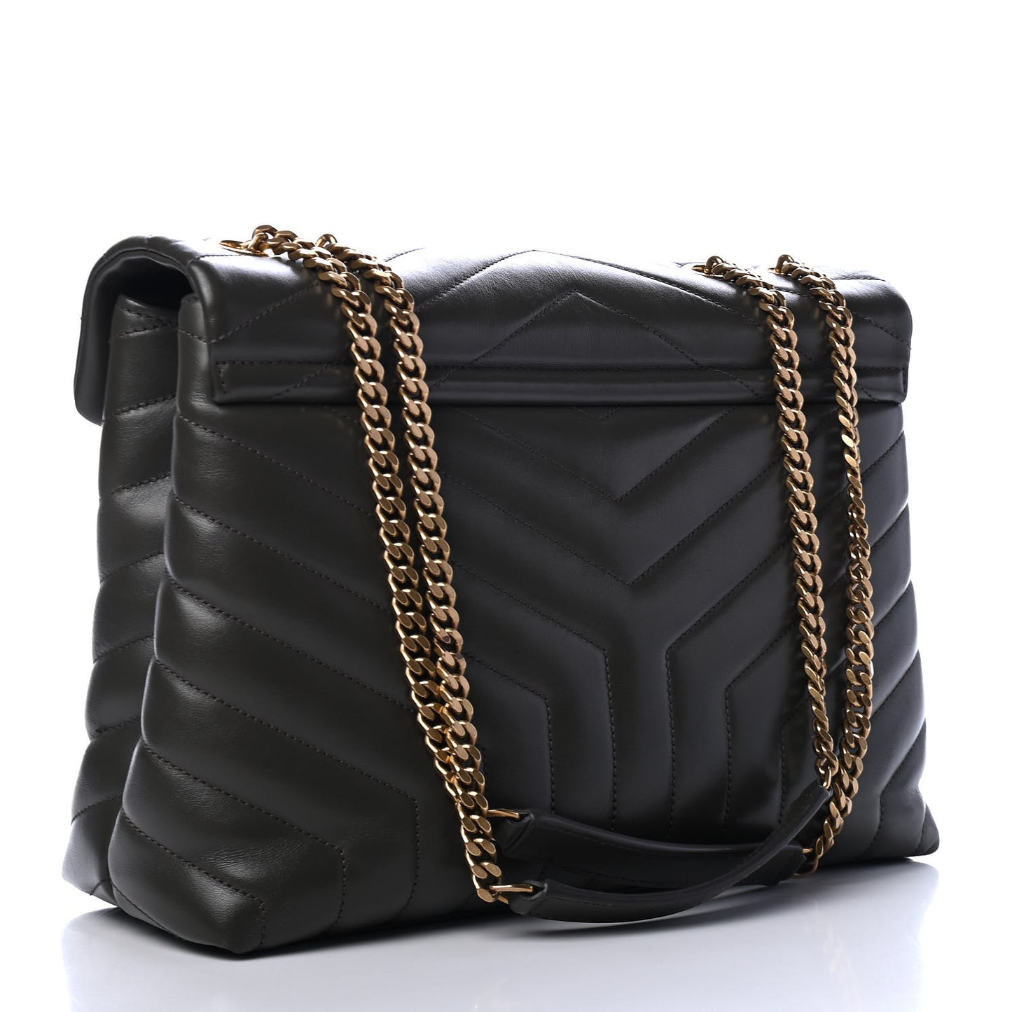 Calfskin Y Quilted Monogram Medium Loulou Chain Satchel Pebble