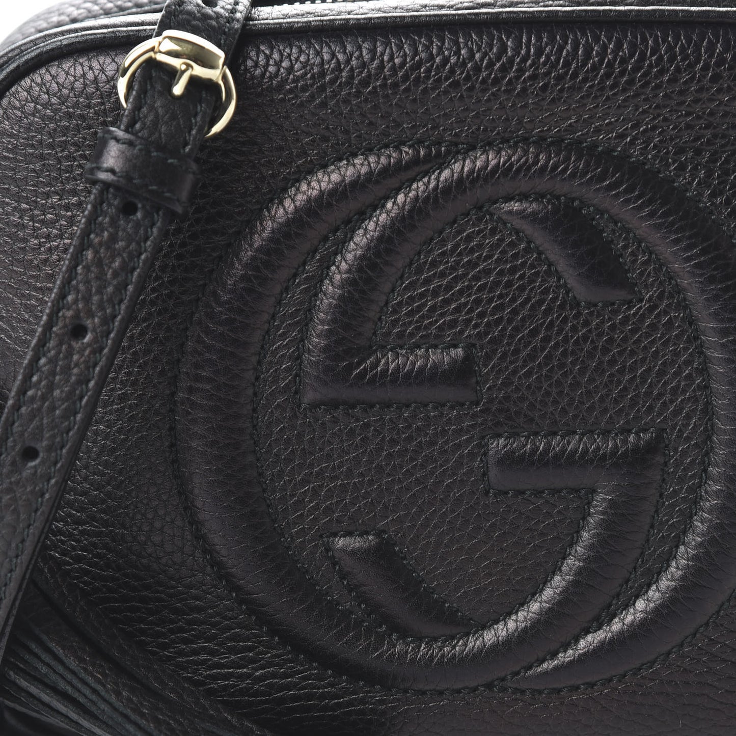 Pebbled Calfskin Small Soho Disco Bag Black
