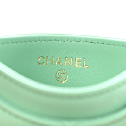 Chanel Shiny Goatskin Quilted Chanel 19 Card Holder Green 6 of 9